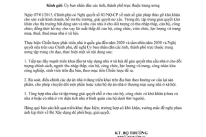 Công văn 171/BXD-QLN thực hiện phát triển nhà ở đến năm 2020 và tầm nhìn 2030