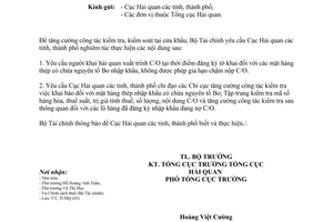 Công văn 1493/BTC-TCHQ tăng cường kiểm tra kiểm soát nhập khẩu thép chứa Bo