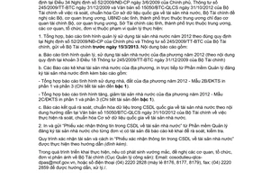 Công văn 1708/BTC-QLCS báo cáo tình hình quản lý sử dụng tài sản nhà nước