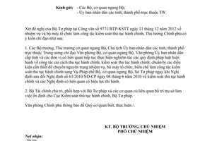 Công văn 13/VPCP-TCCV nhiệm vụ bộ máy tổ chức làm công tác kiểm soát TTHC