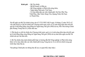 Công văn 149/VPCP-QHQT phê duyệt cơ chế tài chính cho Chương trình nước sạch