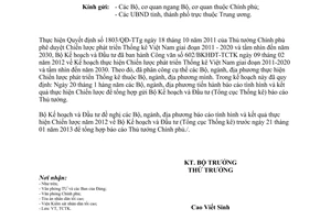 Công văn 127/BKHĐT-TCTK báo cáo tiến độ thực hiện Chiến lược phát triển Thống kê