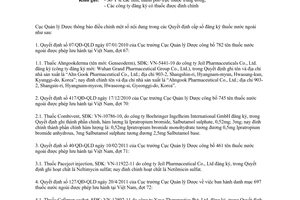 Công văn 322/QLD-ĐK đính chính quyết định cấp số đăng ký thuốc nước ngoài