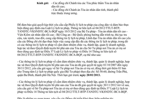 Công văn 22/TA-TKTH cung cấp tài liệu thông tin về lý lịch tư pháp