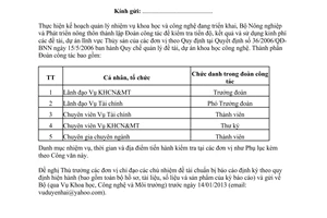 Công văn 155/BNN-KHCN kiểm tra định kỳ tiến độ thực hiện đề tài dự án khoa học
