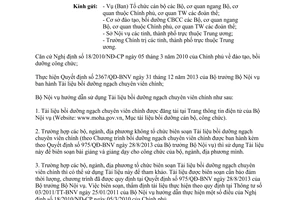 Công văn 137/BNV-ĐT năm 2013 sử dụng tài liệu bồi dưỡng ngạch chuyên viên chính Bộ Nội vụ