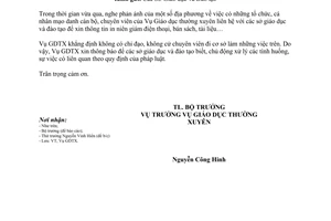 Công văn 333/BGDĐT-GDTX thông tin không chính xác