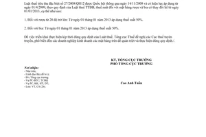 Công văn 181/TCT-CS thực hiện Luật thuế tiêu thụ đặc biệt