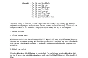 Công văn 407/TCHQ-GSQL thủ tục hải quan đối với hàng hóa có xuất xứ từ Campuchia