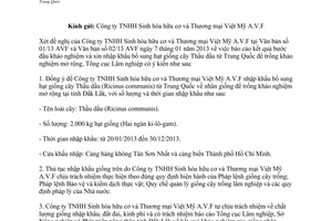 Công văn 94/TCLN-PTR  nhập khẩu hạt giống cây Thầu dầu từ Trung Quốc