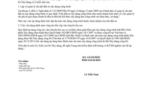 Công văn 02/SXD-KTTH vận dụng định mức công tác bốc xếp vận chuyển lên cao
