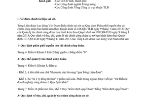 Công văn 120/TLĐ năm 2013 đính chính tài liệu Tổng Liên đoàn Lao động Việt Nam