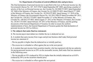 Official Dispatch No. 187/TCT-TNCN Guiding the final declaration of personal