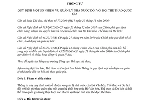 Thông tư 01/2013/TT-BVHTTDL nhiệm vụ quản lý nhà nước hội thể thao quốc gia