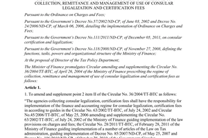 Circular No. 01/2013/TT-BTC amending and supplementing the Circular No. 36/2004