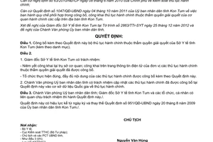 Quyết định 01/QĐ-CT năm 2013 công bố thủ tục hành chính thuộc thẩm quyền Sở Y tế Kon Tum