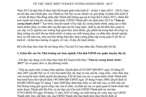 Chỉ thị số 01/CT-UBND năm 2013 thực hiện năm kỷ cương hành chính Hà Nội