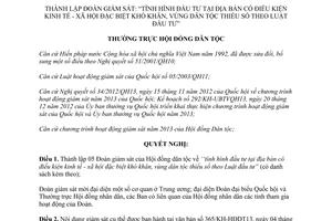 Nghị quyết 366/NQ-HĐDT13 năm 2013 thành lập Đoàn giám sát đầu tư tại vùng khó khăn dân tộc thiểu số