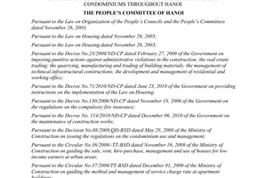 Decision No.01/2013/QD-UBND management and use of condominiums throughout Ha Noi
