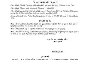 Quyết định 02/2013/QĐ-UBND ủy quyền tham gia Tố tụng hành chính tại tòa quận 12