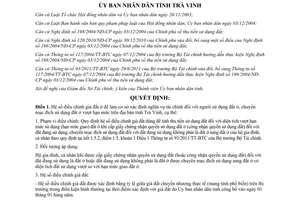 Quyết định 02/2013/QĐ-UBND hệ số điều chỉnh giá đất ở xác định nghĩa vụ tài chính người sử dụng đất Trà Vinh