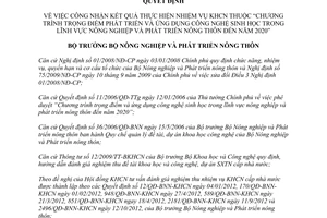 Quyết định 24/QĐ-BNN-KHCN năm 2013 công nhận kết quả thực hiện nhiệm vụ khoa học