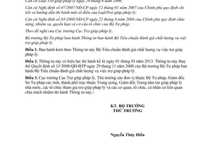 Thông tư 02/2013/TT-BTP Bộ Tiêu chuẩn đánh giá chất lượng vụ việc trợ giúp