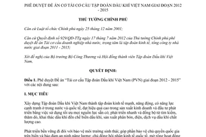 Quyết định 46/QĐ-TTg năm 2013 phê duyệt Đề án Tái cơ cấu Tập đoàn Dầu khí