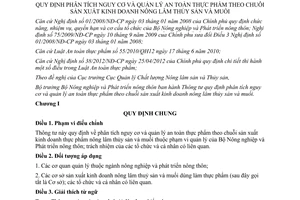 Thông tư 02/2013/TT-BNNPTNT phân tích nguy cơ quản lý an toàn thực phẩm