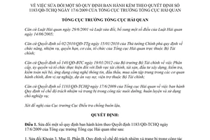 Quyết định 22/QĐ-TCHQ năm 2013 sửa đổi Quy định chế độ trách nhiệm trang bị