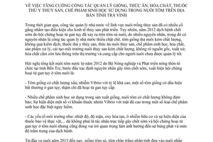 Chỉ thị 02/CT-UBND tăng cường công tác quản lý giống thức ăn thuỷ sản chăn nuôi tôm Trà Vinh 2013