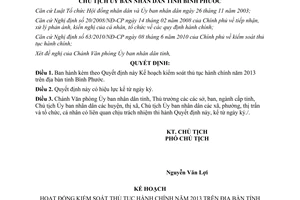 Quyết định 25/QĐ-UBND năm 2013 Kế hoạch kiểm soát thủ tục hành chính Bình Phước