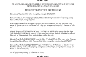 Quyết định 13/QĐ-TCTK Thực hành tiết kiệm chống lãng phí