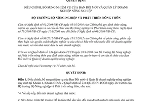 Quyết định 28/QĐ-BNN-TCCB năm 2013 điều chỉnh nhiệm vụ Ban Đổi mới Quản lý
