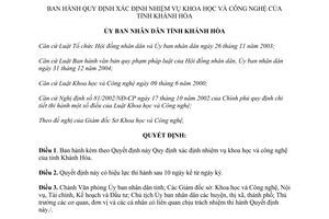 Quyết định 01/2013/QĐ-UBND ban hành Quy định xác định nhiệm vụ Khoa học