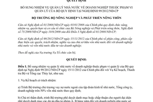 Quyết định 27/QĐ-BNN-TCCB năm 2013 bổ sung nhiệm vụ quản lý doanh nghiệp