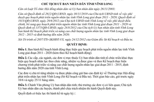 Quyết định 53/QĐ-UBND năm 2013 Kế hoạch phát triển nguồn nhân lực Vĩnh Long