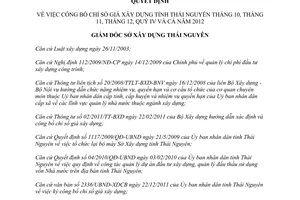 Quyết định 02/QĐ-SXD 2013 công bố Chỉ số giá xây dựng Thái Nguyên quý IV 2012