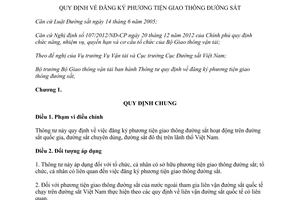 Thông tư 01/2013/TT-BGTVT đăng ký phương tiện giao thông đường sắt