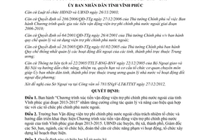 Quyết định 479/QĐ-UBND xúc tiến vận động viện trợ phi chính phủ nước ngoài Vĩnh phúc 2013