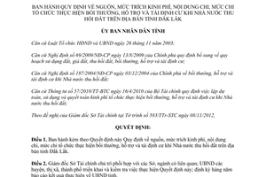 Quyết định 01/2013/QĐ-UBND nguồn mức trích kinh phí nội dung chi bồi thường