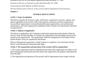 Decree No. 06/2013/ND-CP on the security staff at organizations and enterprises
