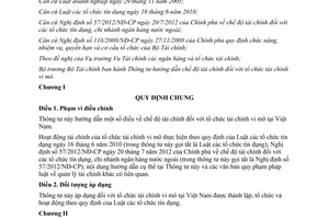 Thông tư 06/2013/TT-BTC hướng dẫn chế độ tài chính tổ chức tài chính vi mô