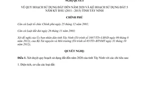 Nghị quyết 14/NQ-CP năm 2013 quy hoạch sử dụng đất đến năm 2020 kế hoạch