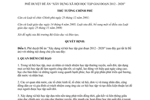 Quyết định 89/QĐ-TTg năm 2013 phê duyệt Đề án Xây dựng xã hội học tập giai đoạn