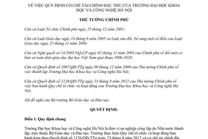 Quyết định 78/QĐ-TTg năm 2013 quy định cơ chế tài chính đặc thù Trường Đại học