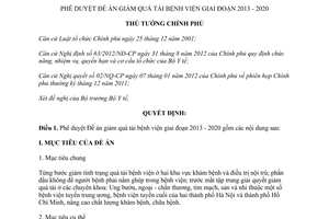 Quyết định 92/QĐ-TTg năm 2013 phê duyệt Đề án giảm quá tải bệnh viện giai đoạn