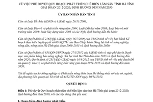 Quyết định 111/QĐ-UBND Quy hoạch phát triển chế biến lâm sản Hà Tĩnh 2012 2020 2030 2013