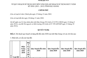 Nghị quyết 11/NQ-CP năm 2013 quy hoạch sử dụng đất đến năm 2020 kế hoạch