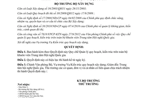 Quyết định 25/QĐ-BXD năm 2013 Quy chế Quản lý quy hoạch kiến trúc trên toàn bộ